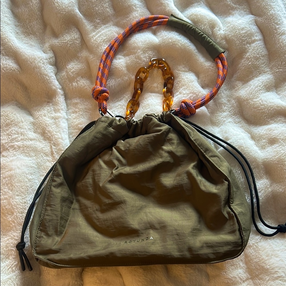 Rotunda Sant Hobo bag  olive and Orange Shoulder Bag with Unique Handle TikTok